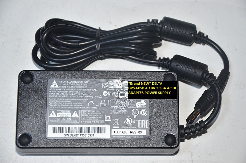 *Brand NEW* AC100-240V 18V 3.33A DELTA DPS-60SB A AC DC ADAPTER POWER SUPPLY